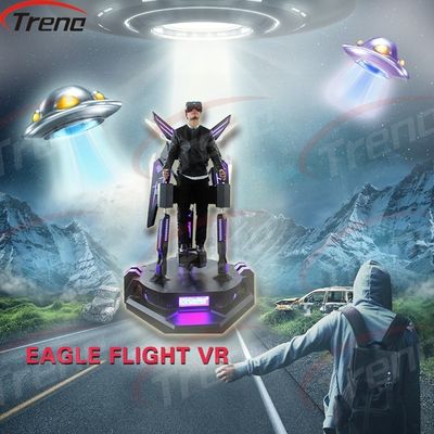 One Player Stand Up Flight VR Simulator Black With LED Lights For Supermarket