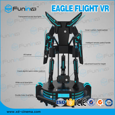 One Player Stand Up Flight VR Simulator Black With LED Lights For Supermarket