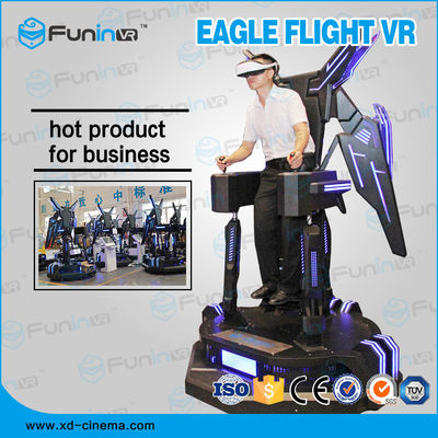 One Player Stand Up Flight VR Simulator Black With LED Lights For Supermarket