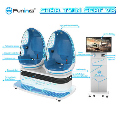 Blue + White 2 Players 9D VR Simulator With Electric Crank Platform