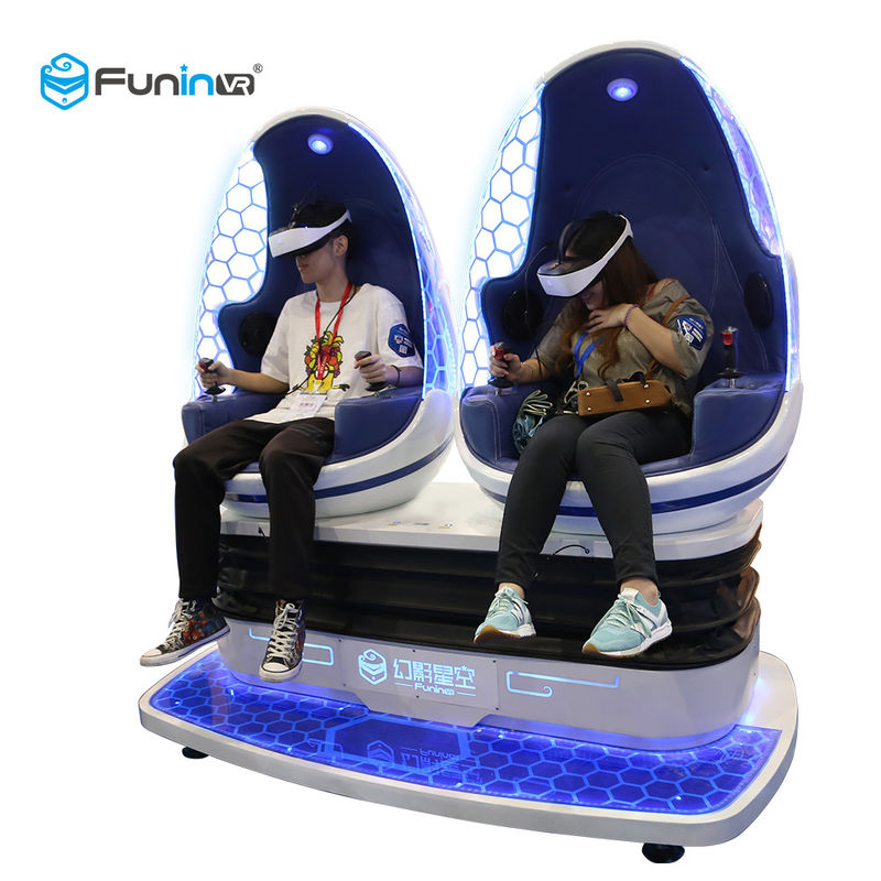 Blue + White 9D VR Simulator Virtual Reality Headset Small Roller Coaster Outdoor Games For Kids Amusement Park Rides