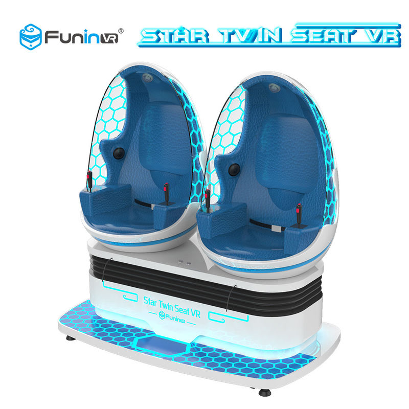 Blue And White VR 9D Egg Chair Twin Seat Arcade Machine 2 Seats For Kids Park